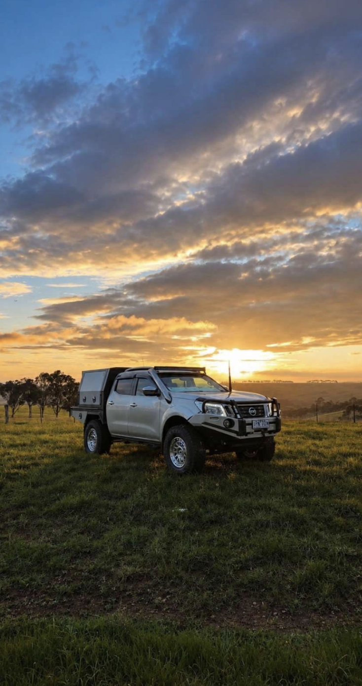 Custom KT Kustoms tray and canopy build at sunset